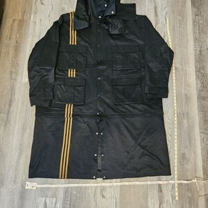 Adidas Ivy Park Black Trench Coat with Gold Stripe Detailing